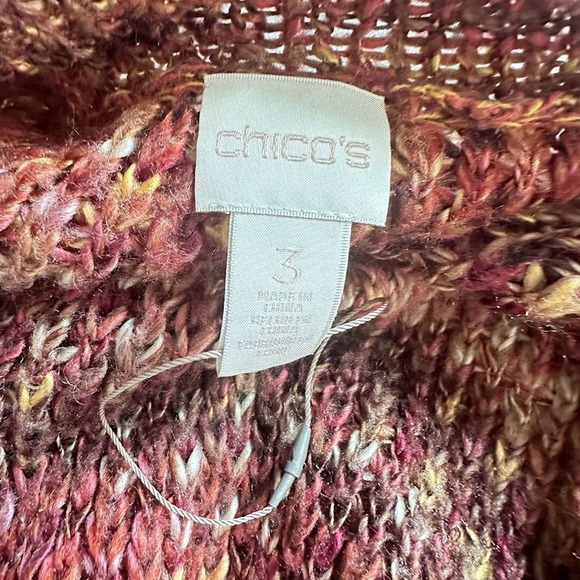 Chico’s Marled Yarn Knit Open Front Cardigan Sweater Size 3 Large Multicolored - Picture 6 of 9